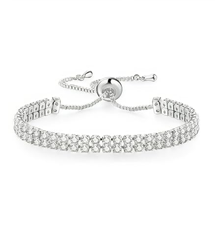 LONPAPA Tennis Armband Damen Silber Gold Zirkonia Armbänder Diamant Armband Damen Armbänder Glitzer Tennisarmbänder Strass Kristalle Set für Frauen Mädchen Ehefrau Mutter Schmuck Geschenk-Silber LONPAPA Tennis Armband Damen Silber Gold Zirkonia Armbänder Diamant Armband Damen Armbänder Glitzer Tennisarmbänder Strass Kristalle Set für Frauen Mädchen Ehefrau Mutter Schmuck Geschenk-Silber von LONPAPA