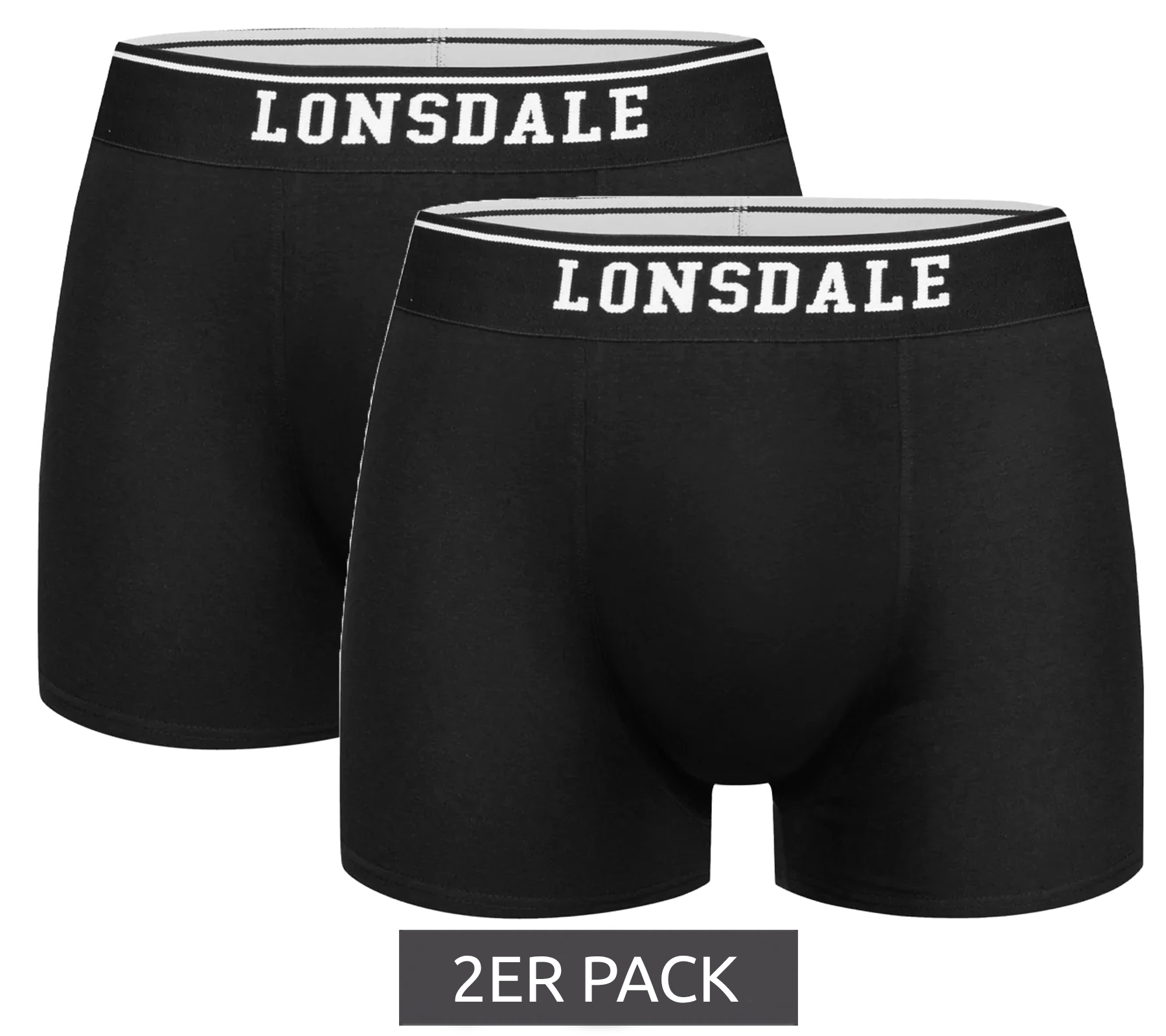 2er Pack LONSDALE LONDON Herren Boxershorts bequeme Unterwäsche 113859 Schwarz von LONSDALE LONDON