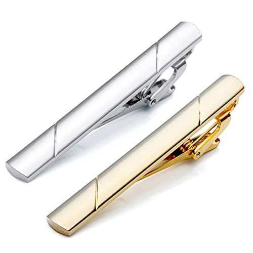 2 Stück Krawattenklammer Herren Krawattennadel Gold Silber mit Geschenkbox für Valentinstag Weihnachten Geschenk Krawattennadel klassischer Business-Stil, Krawattenklammer für Herren von LONSVTTU