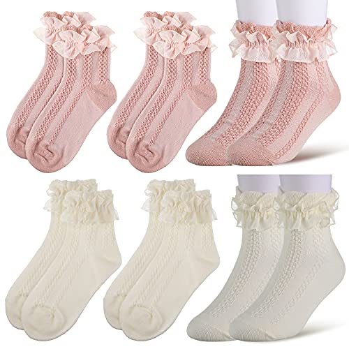 6 Paare Mädchen Rüschen Socken Baby Mädchen Spitze Socken Rüschen Knöchel Socken von LONSVTTU