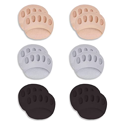 Waben Metatarsal Pads,6 Paar Vorfußpolster Stoff Vorfuß Pads Weiche Ballen Pads Fußpolster Wiederverwendbare Forefoot Pad Damen Herren Schmerzlinderung Vorbeugung,Füßlinge Zehensocken damen Toe Socks von LONSVTTU