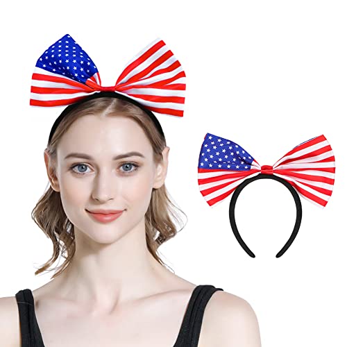 Amerikanische Flagge Stirnband 3 Stück Schleife Haarband Damen Mädchen Nationalflagge Haarreif Elastisch Kopfband Party Nationalfeiertag Sportverantstaltungen Haarschmuck WM Fußballfan Kopfbedeckung von LONTG