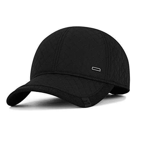 Baseball Cap Herren Wintermütze mit Ohrenklappen Verstellbare Baseballmütze Outdoor Sport Schirmmütze Ohrenschützer Winddichter Basecap Winter Warme Kappe Einfarbiger Herrencap für Alltag Freizeit von LONTG