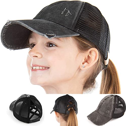 Baseballmütze Kinder Mädchen Netzhut Baseball Cap Baumwolle Atmungsaktiv Baseballkappe Verstellbar Schirmmütze Anti-UV Sonnenschutz Sporthut Einfarbige Schirmkappe Mütze für Outdoor Sport Camping von LONTG