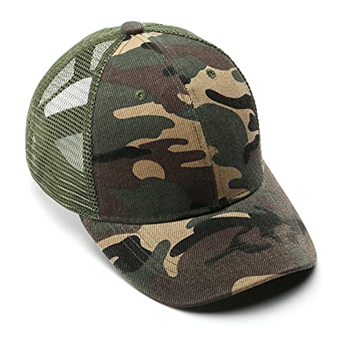 Baseballmütze Junge Mesh Baseball Cap Baumwolle Atmungsaktiv Netzhut Verstellbar Schirmmütze Anti-UV Sonnenschutz Basecap Sporthut Camouflage Kinderhut Outdoor Sport Schirmkappe für 4-8 Jahre Kinder von LONTG