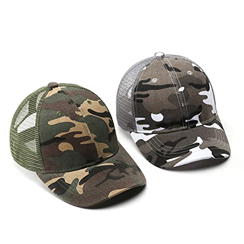 Baseballmütze Junge Mesh Baseball Cap Baumwolle Atmungsaktiv Netzhut Verstellbar Schirmmütze Anti-UV Sonnenschutz Basecap Sporthut Camouflage Kinderhut Outdoor Sport Schirmkappe für 4-8 Jahre Kinder von LONTG