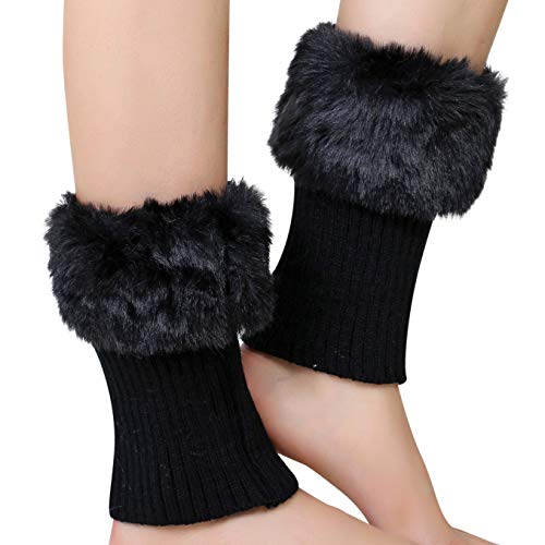 Beinwärmer Damen Kurze Stulpen Socken Winter Warme Stiefel Abdeckung Boot Cover Kunstfell Beinstulpen Strick Legwarmers Einfarbige Stiefelstulpen Gestrickte Stiefelsocken Frauen Bekleidungszubehör von LONTG