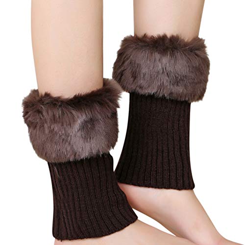 Beinwärmer Damen Kurze Stulpen Socken Winter Warme Stiefel Abdeckung Boot Cover Kunstfell Beinstulpen Strick Legwarmers Einfarbige Stiefelstulpen Gestrickte Stiefelsocken Frauen Bekleidungszubehör von LONTG