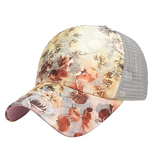 Cap Damen Frauen Baseballcap Schirmmütze Fashion Sport flora Sonnenhut Sommer verstellbar modische Sommerhut uv schutz mit Mesh Trucker Hat atmunsaktiv für Baseball Sport Outdoor Travel Reise von LONTG