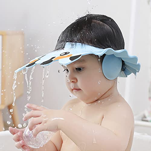 Duschhaube Baby Kleinkinder Shampoo Schutz Verstellbare Shampoo Kappe Faltbare Badekappe Baden Duschen Augenschutz Ohrenschutz Cartoon Badeschutz Wasserdichter Duschhut Kappe für Kinder ab 6 Monaten von LONTG
