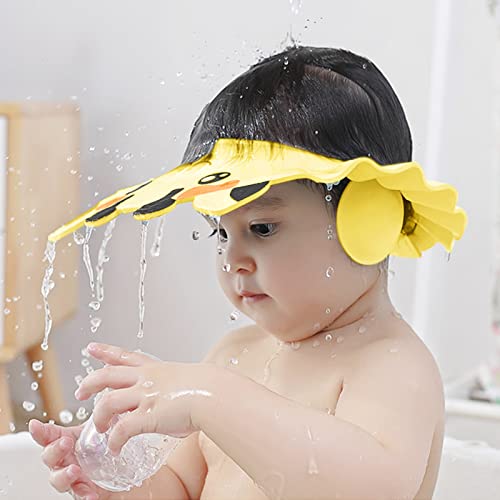 Duschhaube Baby Kleinkinder Shampoo Schutz Verstellbare Shampoo Kappe Faltbare Badekappe Baden Duschen Augenschutz Ohrenschutz Cartoon Badeschutz Wasserdichter Duschhut Kappe für Kinder ab 6 Monaten von LONTG