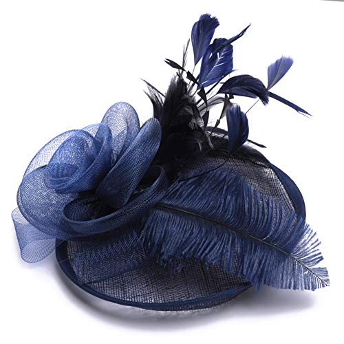 Fascinator Damen Frauen Braut Haarschmuck aus Mesh Federn Pillbox-Hut elegant Netzschleier vintage Headwear Haar Accessoire Kopfbedeckung Blumen Stirnband für Karneval Tea Party Cocktail Cosplay von LONTG