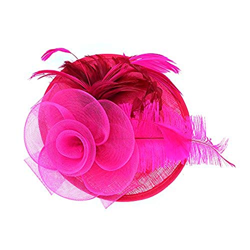 Fascinator Damen Frauen Braut Haarschmuck aus Mesh Federn Pillbox-Hut elegant Netzschleier vintage Headwear Haar Accessoire Kopfbedeckung Blumen Stirnband für Karneval Tea Party Cocktail Cosplay von LONTG