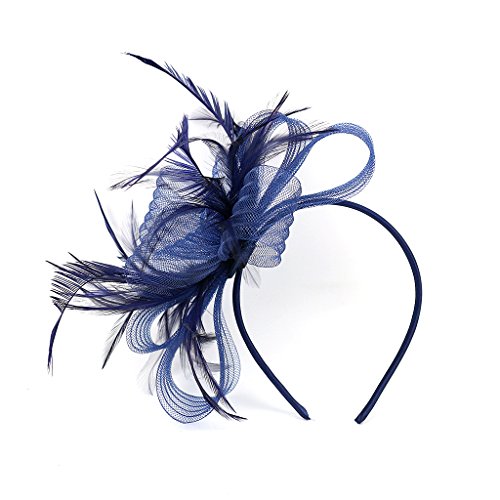 Fascinator Damen Mädchen Haarspange Feder Blumen Haarklammer Tea Party Kirche Haarreif Hochzeit Brautschleier Vintage Haarschmuck Mesh Stirnband mit Hair Clip für Halloween Fasching Karneval von LONTG