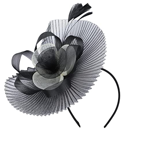 Fascinator Damen Mädchen Haarspange Feder Blumen Haarklammer Tea Party Kirche Haarreif Hochzeit Brautschleier Vintage Haarschmuck Mesh Stirnband mit Hair Clip für Halloween Fasching Karneval von LONTG