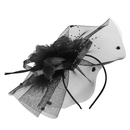 Fascinator Damen Mesh Pillbox Hut Feder Blumen Stirnband Haar Clip Cocktail Tea Party Kirche Haarreif Haarspange Hochzeit Brautschleier Haarschmuck Vintage Kopfschmuck für Cosplay Karneval Festival von LONTG