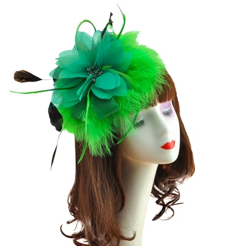 Fascinator Hut Damen Feder Blume Haarspange Cocktail Tea Party Kirche Haar Clip Haarschmuck Vintage Haarklammer Hochzeit Braut Kopfschmuck Karneval Cosplay Festival Headwear Haar Accessoires von LONTG