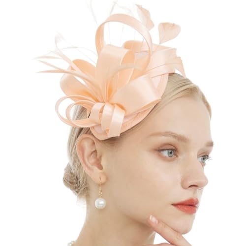 Fascinator Hut Damen Feder Blume Stirnband Haar Clip Vintage Pillbox Hut Haarband Cocktail Tea Party Kirche Haarschmuck Headwear Hochzeit Braut Kopfschmuck Cosplay Karneval Festival Haar Accessoires von LONTG