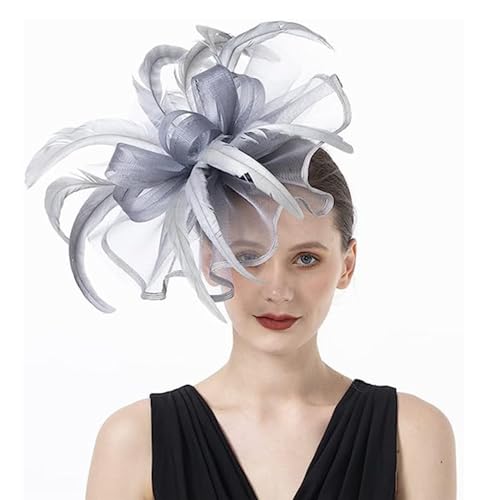 Fascinator Hut Damen Pillbox Hut Große Blume Stirnband Haar Clip Feder Blume Haarschmuck Cocktail Tea Party Kirche Kopfschmuck Hochzeit Brautschmuck Cosplay Karneval Festival Haar Accessoires von LONTG