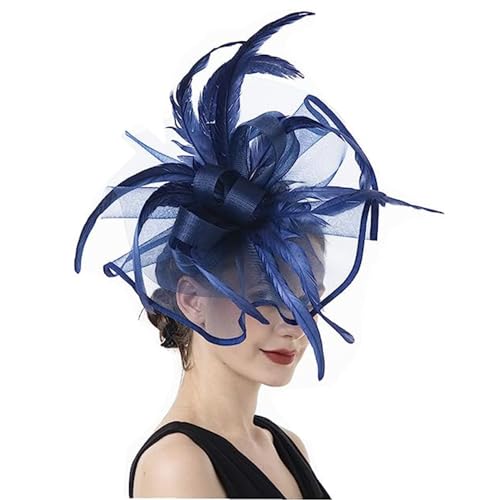 Fascinator Hut Damen Pillbox Hut Große Blume Stirnband Haar Clip Feder Blume Haarschmuck Cocktail Tea Party Kirche Kopfschmuck Hochzeit Brautschmuck Cosplay Karneval Festival Haar Accessoires von LONTG