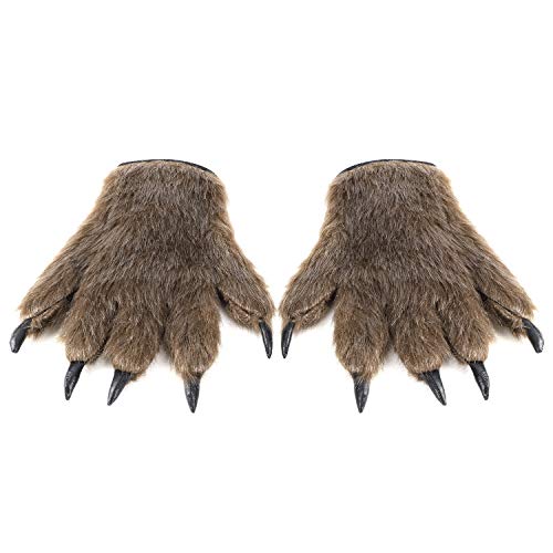 Halloween Werwolf Handschuhe Horror Tricky Wolf Gloves Cosplay Maskerade Kostüm Prop Cartoon Plüsch-Handschuhe Bärentatze Handschuhe Erwachsene Warme Fingerhandschuhe Halloween Kostüm Zubehör von LONTG
