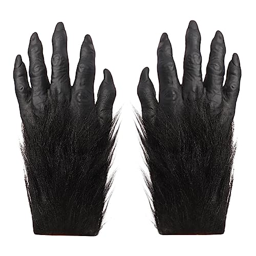 Halloween Wolf Handschuhe Monster Teufel Ghost Klaue Handschuhe Latex Pfoten Handschuhe Cosplay Horror Party Kostüm Handschuhe Damen Herren Fingerhandschuhe Halloween Karneval Werwolf Kostümzubehör von LONTG