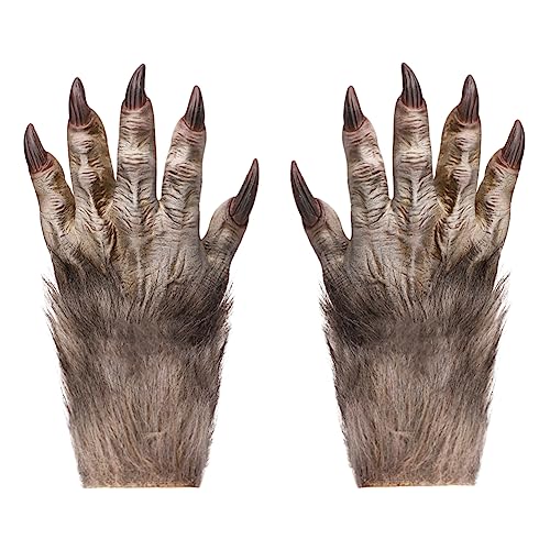 Halloween Wolf Handschuhe Monster Teufel Ghost Klaue Handschuhen Gummi Pfoten Handschuhe Cosplay Horror Party Kostüm Damen Herren Fingerhandschuhe Halloween Karneval Werwolf Kostümzubehör von LONTG