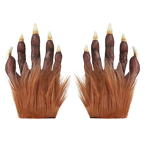 Halloween Wolf Handschuhe Monster Teufel Ghost Klaue Handschuhen Gummi Pfoten Handschuhe Cosplay Horror Party Kostüm Damen Herren Fingerhandschuhe Halloween Karneval Werwolf Kostümzubehör von LONTG