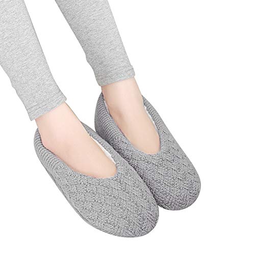 Hausschuhe Damen Herren Filzpantoffeln Strick Pantoletten mit Plüschfutter Rutschfeste Stoppersocken Kuschelige Pantoffeln Indoor Home Slippers Verdickte Kuschelsocken mit Weicher Sohle von LONTG