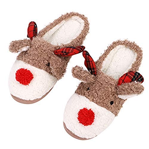 Hausschuhe Damen Winterhausschuhe Cartoon Plüsch Hausschuhe Weihnachten Tierhausschuhe Rutschfeste Pantoffeln Weiche Warme Filzpantoffeln Home Indoor Slippers mit Schuhbeutel als Geschenk von LONTG