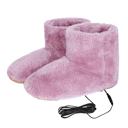 Hausschuhe USB Elektrische Schuhe Beheizbare Fußwärmer Plüschstoff Hüttenstiefel Rutschfeste Hausstiefel Bodenschuhe Home Indoor Warme Pantoffeln Herbst Winter Hüttenschuhe Stiefel mit Weicher Sohle von LONTG