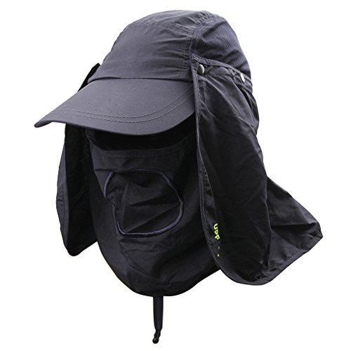 Herren Sonnenhut Outdoor Anglerhut Atmungsaktiver Fischerhut mit Nackenschutz und Maske Sommer UV-Schutz UPF 50+ schnell trocken Bucket Hat für Wandern Angeln Jagd von LONTG