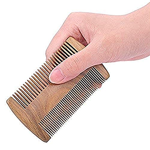 Kamm Massage Holzkamm doppelseitig Bartkamm 10cm Breite für dicke und feines Haar antistatisch natürliche Sandelholz kamm weiche unisex Haarborstenbürste Haarkamm für Damen Herren von LONTG