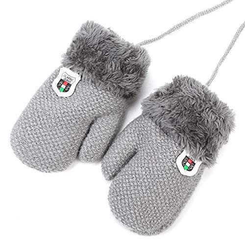 LONTG Handschuhe Kleinkinder Fäustlinge Verdickte Strickhandschuhe Einfarbige Kinderhandschuhe Winddichte Fausthandschuhe Outdoor Indoor Winterhandschuhe Warme Handschuhe für 1-3 Jahre Junge Mädchen von LONTG