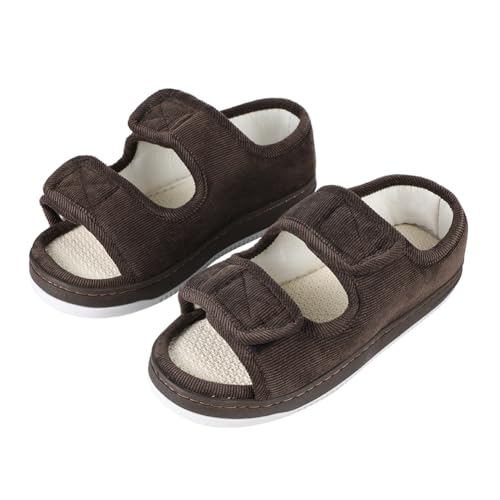 LONTG Sandalen für Breite Füße Hausschuhe Damen Herren Schuhe Diabetiker Weit Offene Verbandschuhe Rutschfest Breite Hausschuhe Atmungsaktiv Orthopädische Schuhe Verstellbare Weiche Senioren Sandalen von LONTG