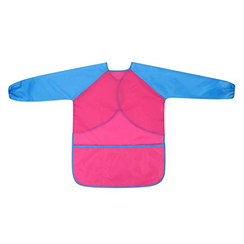Lätzchen Nylon Ärmellätzchen Wasserdichtes Kinderlätzchen Abwaschbare Malschürze 5-7 Jahre Kinder Bastelschürze mit 3 Taschen Lange Ärmel Lätzchen Junge Mädchen Schürze für Spielen Malen Handwerk von LONTG