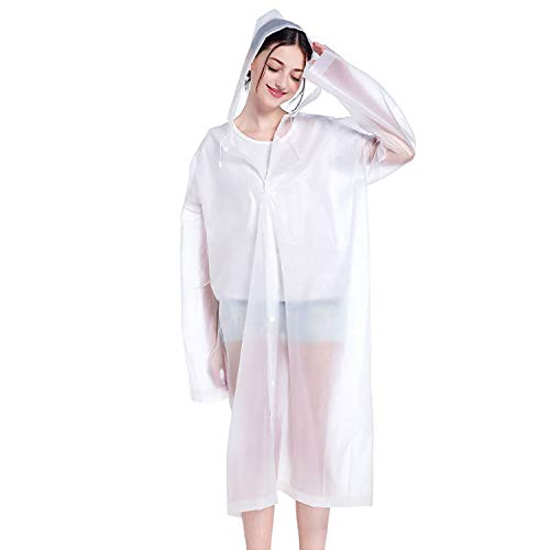 Regenmantel Erwachsene Regenponcho EVA Regencape mit Kapuze Wiederverwendbare Regenjacke Wasserdichte Regenbekleidung Damen Herren Outdoor-Poncho Regenschutz für Reisen Wandern Radfahren Camping von LONTG