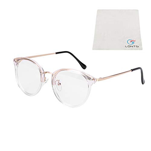 Retro Brille Student Lehrer Damen Herren Slim-Brille ohne stärke Nerdbrille Linsen Brillenfassung clear lens Dekobrillen fashion Streberbrille Transparente Lesebrille für Computer PC von LONTG