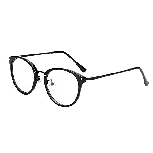 Retro Brille Student Lehrer Damen Herren Slim-Brille ohne stärke Nerdbrille Linsen Brillenfassung clear lens Dekobrillen fashion Streberbrille Transparente Lesebrille mit Brillenetui für Computer PC von LONTG