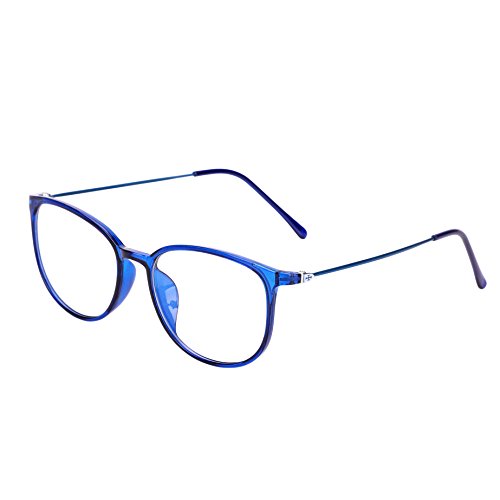 Retro Brille ohne stärke Student Slim-Brille Damen Herren Nerdbrille Linsen Brillenfassung clear lens Dekobrillen modisch rund Streberbrille Strahlenschutz lesebrille für Computer PC mit Brillenetui von LONTG