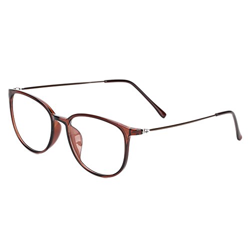 Retro Brille ohne stärke Student Slim-Brille Damen Herren Nerdbrille Linsen Brillenfassung clear lens Dekobrillen modisch rund Streberbrille Strahlenschutz lesebrille für Computer PC mit Brillenetui von LONTG