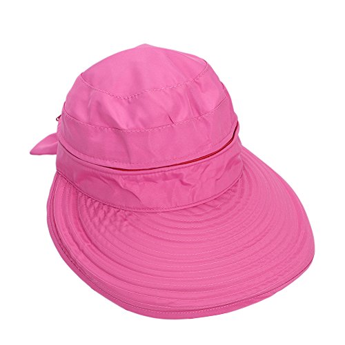 Sonnenhut Damen Visor Cap Breite Krempe Sommerhut Abnehmbarer Sonnenvisor mit Reißverschluss Verstellbare Schirmmütze Anti-UV Sonnenschutz Strandhut Einfarbige Schirmkappe für Outdoor Sport Strand von LONTG