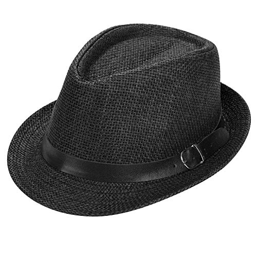 Sonnenhut Herren Strohhut Stroh Panamahut Jazzhut Faltbarer Westernhut Atmungsaktiver Strandhut Anti-UV Sonnenschutz Strohkappe Fedora Hut Sommer Frühling Outdoor Hut Kappe für Strand Urlaub Reise von LONTG