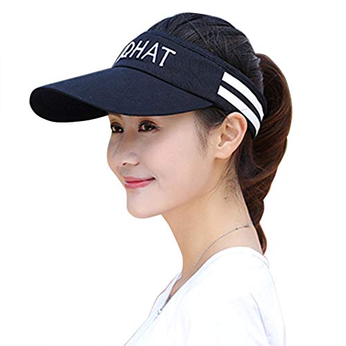 Visor Cap Damen Mädchen Topless Sonnenhut mit breiter Krempe Verstellbare Schirmmütze Anti-UV Sonnenschutz Sonnenschild Atmungsaktiver Sonnenhut Sport Cap für Outdoor Tennis Golf Laufen Strand von LONTG