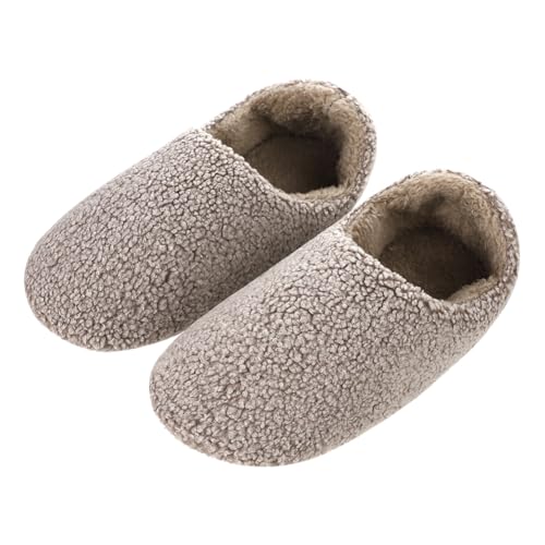 Warme Hausschuhe Damen Plüsch Wärme Pantoffeln Rutschfest Fleece-Hausschuhe mit geschlossener Rücken Weiche Damenhausschuhe Winter Slippers Indoor Plüschhausschuhe Kuschelige Schuhe für Innenbereich von LONTG