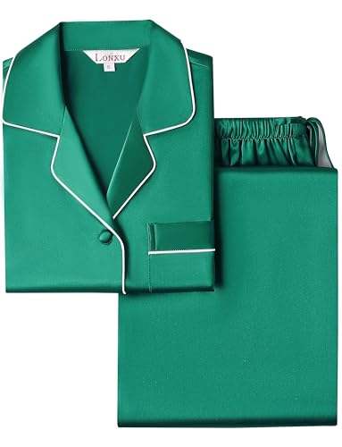 Herren-Pyjama-Set aus Seide von lonxu Gr. L, blau von LONXU