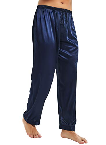 Herren Seide Schlafanzughose Blau X-Large von LONXU