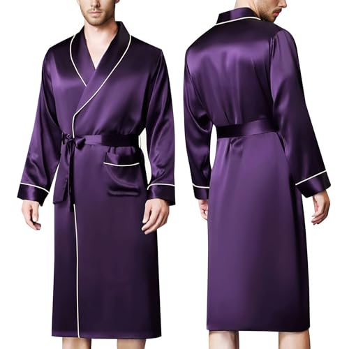 LONXU Herren Satin Bademantel Violett XL von LONXU