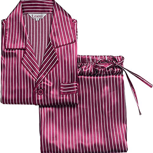 Lonxu Pyjama-Set für Herren, Seidensatin, langärmelig, Loungewear, zweiteilig, Nachtwäsche, Button-Down-Pyjama-Set, S-XXXXL, X-Large Lonxu Pyjama-Set für Herren, Seidensatin, langärmelig, Loungewear, zweiteilig, Nachtwäsche, Button-Down-Pyjama-Set, S-XXXXL, X-Large von LONXU
