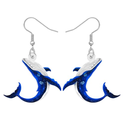 LONYOO Acryl Blau Wal Ohrringe Ozean Tier Strand Schmuck Hypoallergene Ohrringe Dangling Sommer Geschenke für Damen Frauen Mädchen Mama Unter dem Meer Party (Marine) von LONYOO